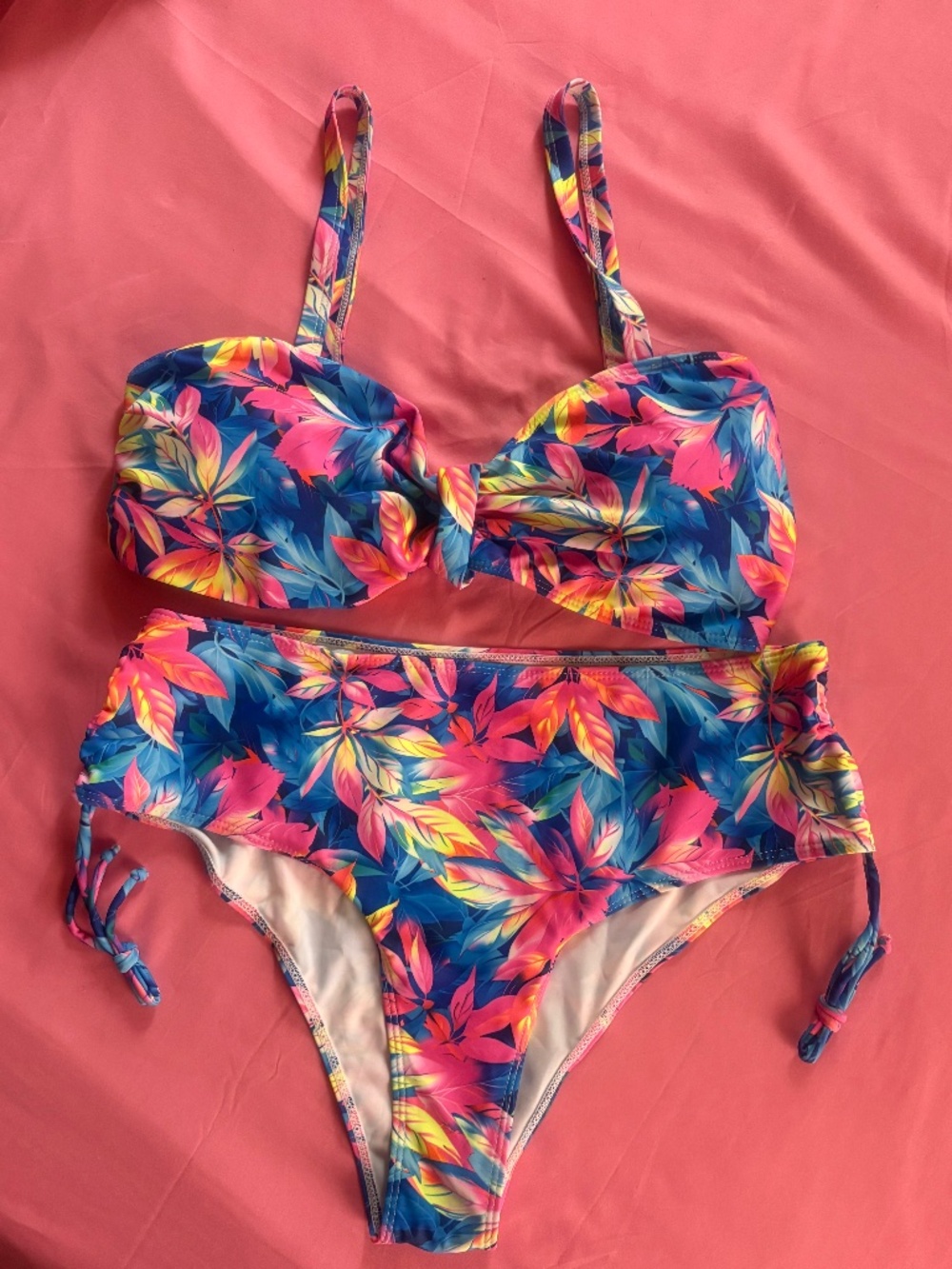 Tropical print two-piece swimsuit
